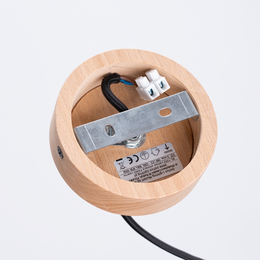Πολύφωτο με συρματόσχοινο FANO 1xE27/15W/230V διάμετρος 34 cm μαύρο