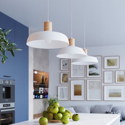 Πολύφωτο με συρματόσχοινο INDY 1xE27/15W/230V διάμετρος 38 cm λευκό