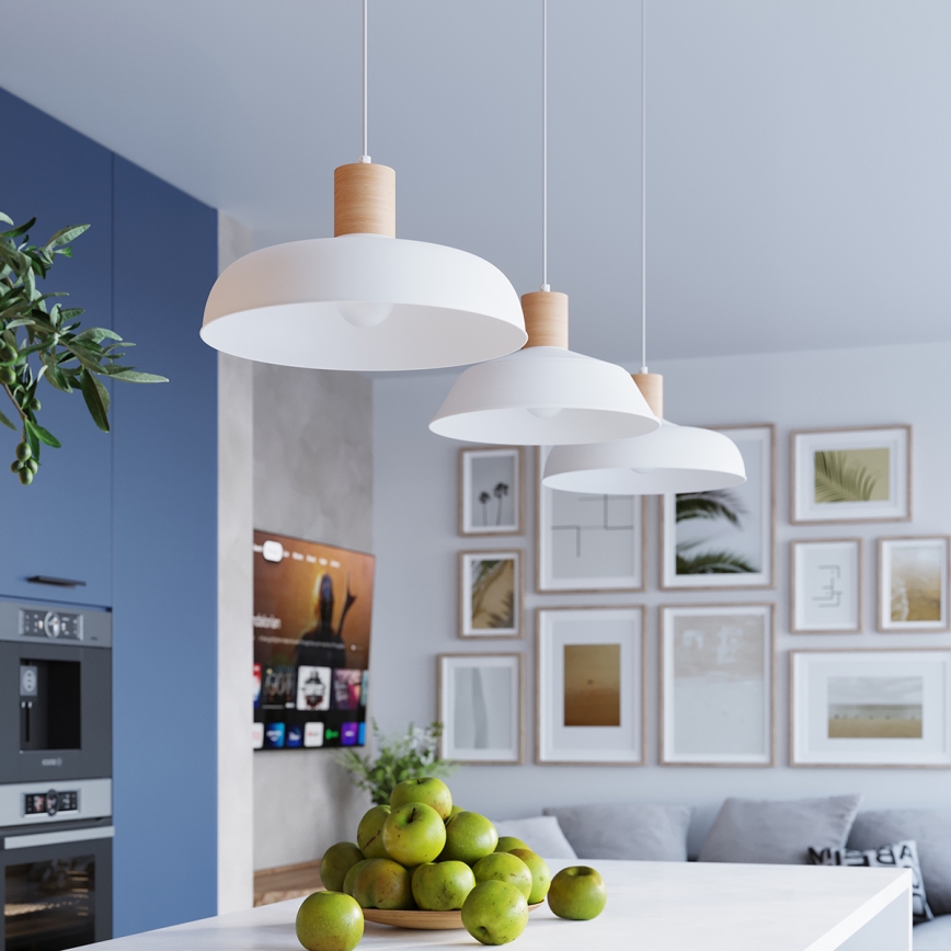 Πολύφωτο με συρματόσχοινο INDY 1xE27/15W/230V διάμετρος 38 cm λευκό
