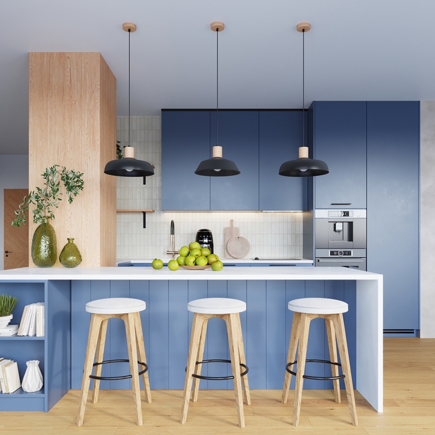 Πολύφωτο με συρματόσχοινο INDY 1xE27/15W/230V διάμετρος 38 cm μαύρο