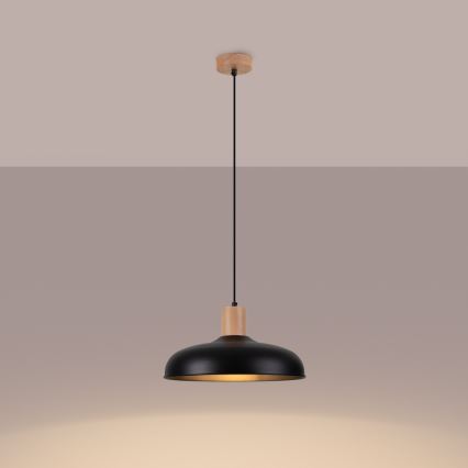 Πολύφωτο με συρματόσχοινο INDY 1xE27/15W/230V διάμετρος 38 cm μαύρο