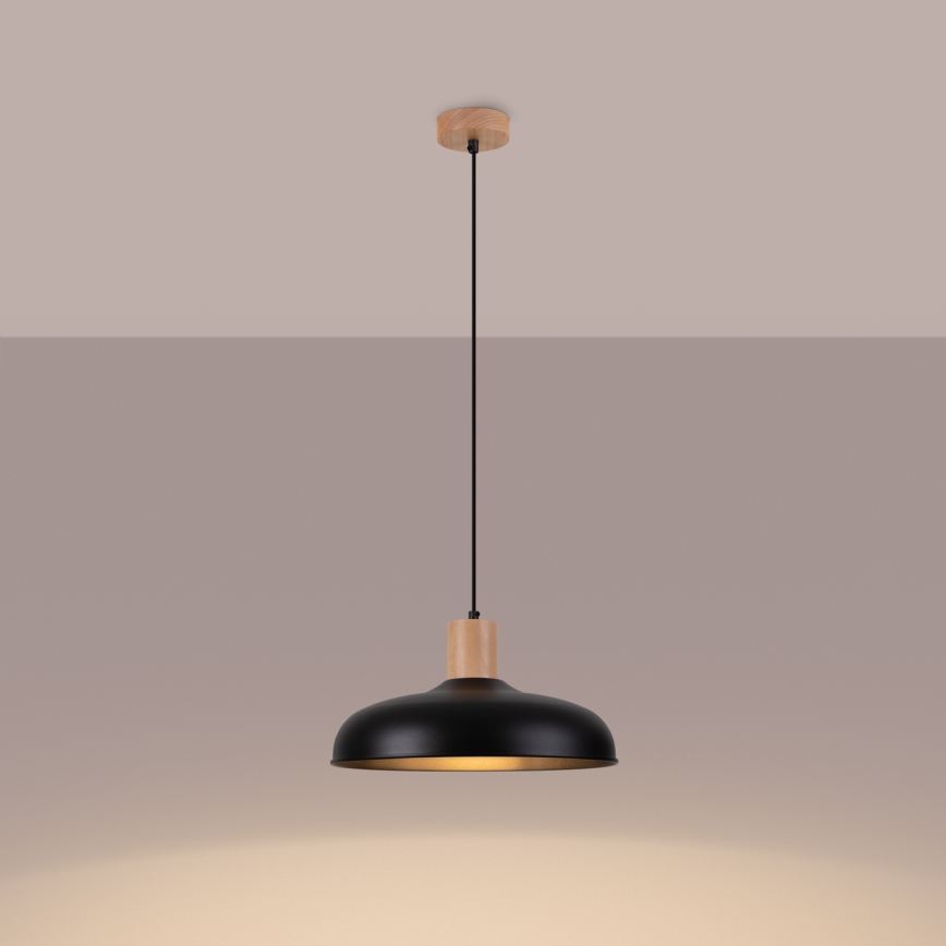 Πολύφωτο με συρματόσχοινο INDY 1xE27/15W/230V διάμετρος 38 cm μαύρο