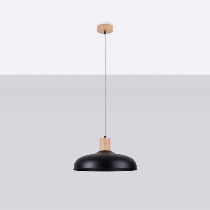 Πολύφωτο με συρματόσχοινο INDY 1xE27/15W/230V διάμετρος 38 cm μαύρο