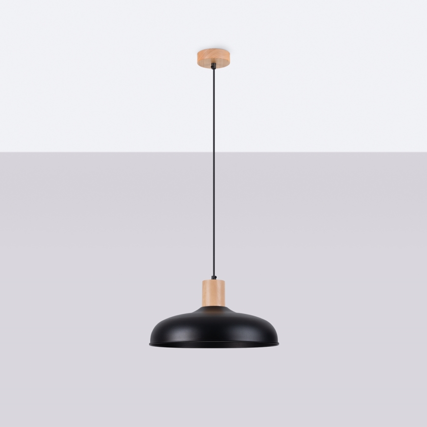 Πολύφωτο με συρματόσχοινο INDY 1xE27/15W/230V διάμετρος 38 cm μαύρο