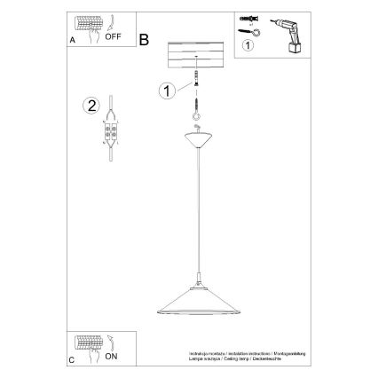 Πολύφωτο με συρματόσχοινο ZUMA 1xE27/15W/230V διάμετρος 30 cm λευκό