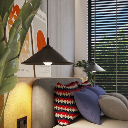Πολύφωτο με συρματόσχοινο ZUMA 1xE27/15W/230V διάμετρος 30 cm μαύρο