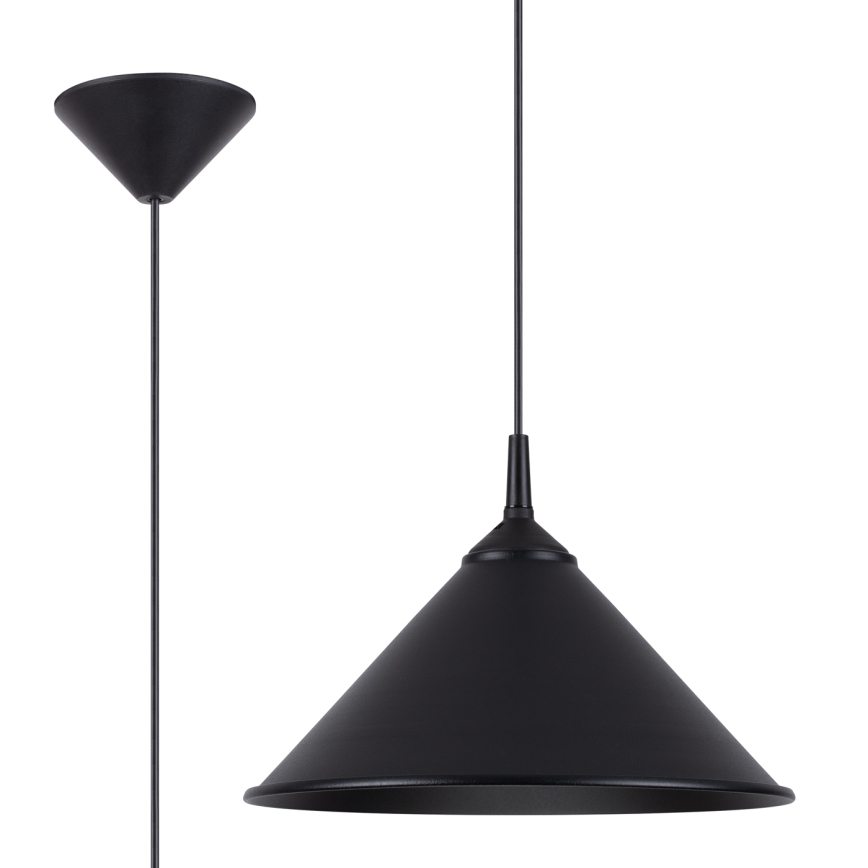 Πολύφωτο με συρματόσχοινο ZUMA 1xE27/15W/230V διάμετρος 30 cm μαύρο