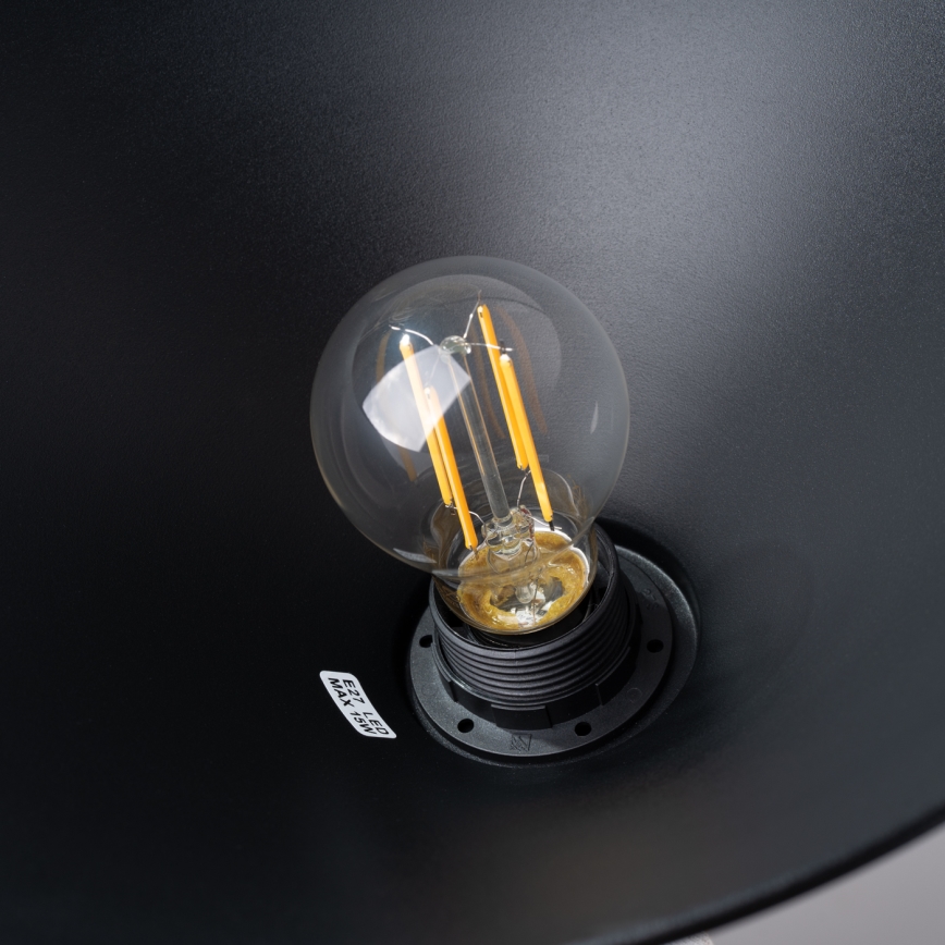 Πολύφωτο με συρματόσχοινο ZUMA 1xE27/15W/230V διάμετρος 30 cm μαύρο