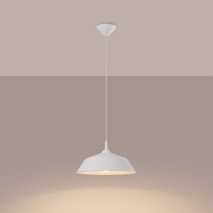 Πολύφωτο με συρματόσχοινο FRIKA 1xE27/15W/230V διάμετρος 34 cm λευκό