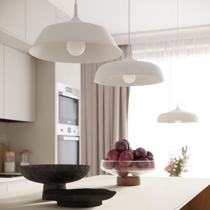 Πολύφωτο με συρματόσχοινο FRIKA 1xE27/15W/230V διάμετρος 34 cm λευκό