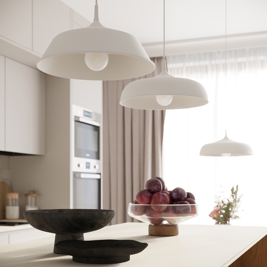 Πολύφωτο με συρματόσχοινο FRIKA 1xE27/15W/230V διάμετρος 34 cm λευκό