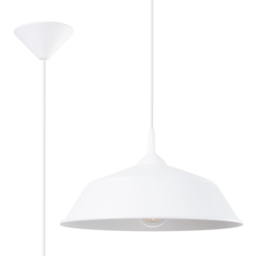Πολύφωτο με συρματόσχοινο FRIKA 1xE27/15W/230V διάμετρος 34 cm λευκό