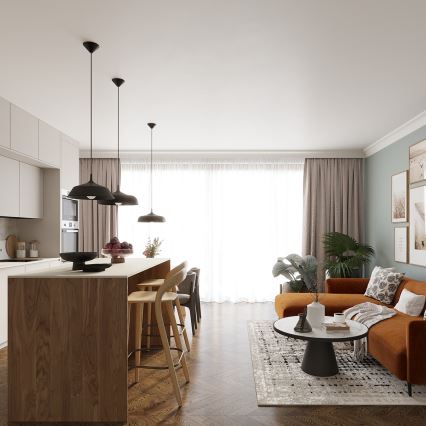 Πολύφωτο με συρματόσχοινο FRIKA 1xE27/15W/230V διάμετρος 34 cm μαύρο