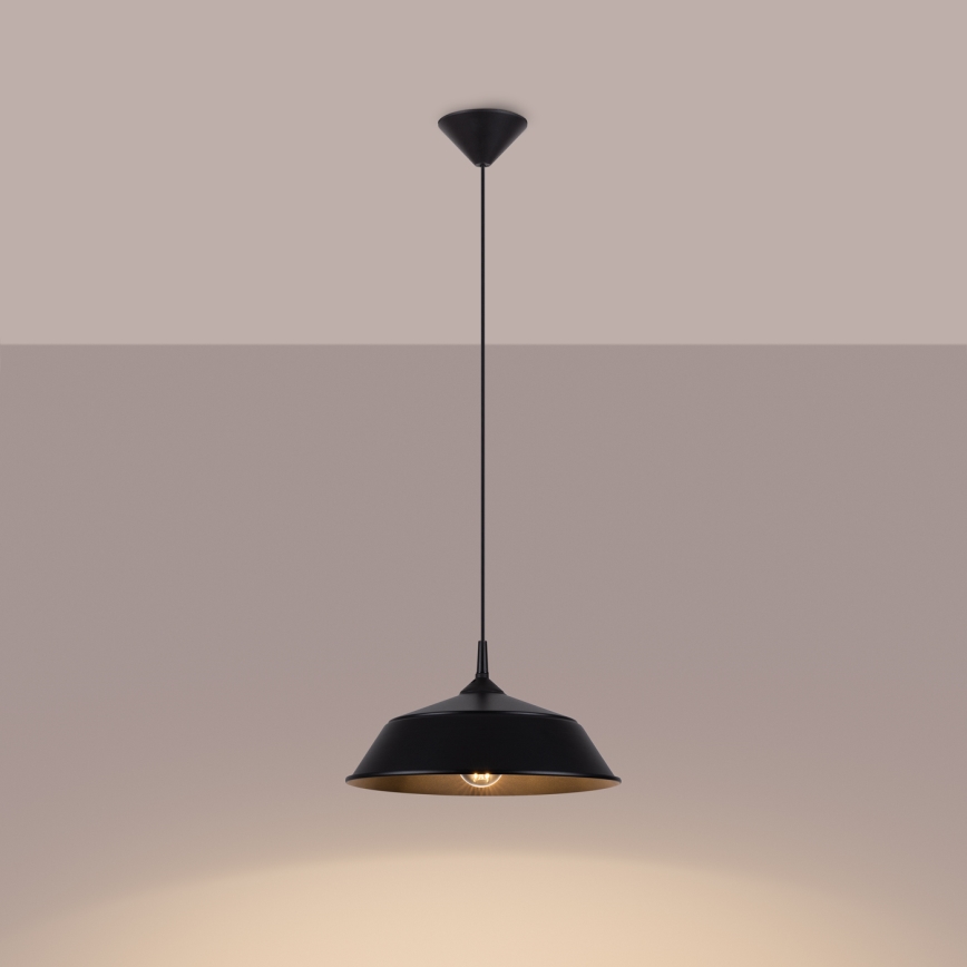 Πολύφωτο με συρματόσχοινο FRIKA 1xE27/15W/230V διάμετρος 34 cm μαύρο