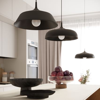 Πολύφωτο με συρματόσχοινο FRIKA 1xE27/15W/230V διάμετρος 34 cm μαύρο