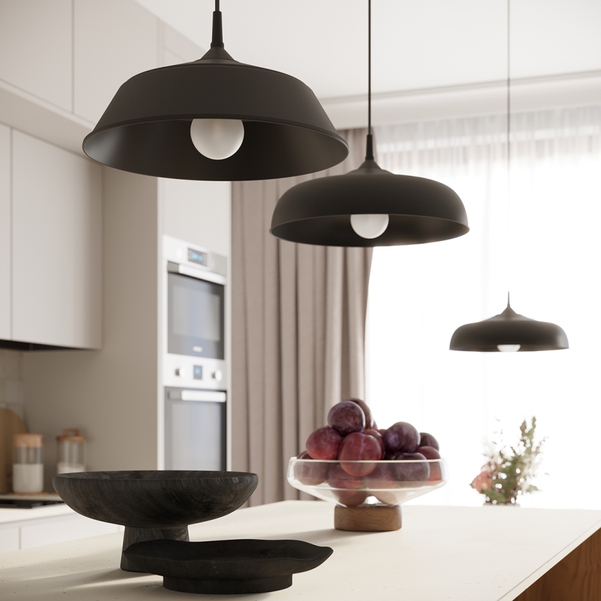 Πολύφωτο με συρματόσχοινο FRIKA 1xE27/15W/230V διάμετρος 34 cm μαύρο