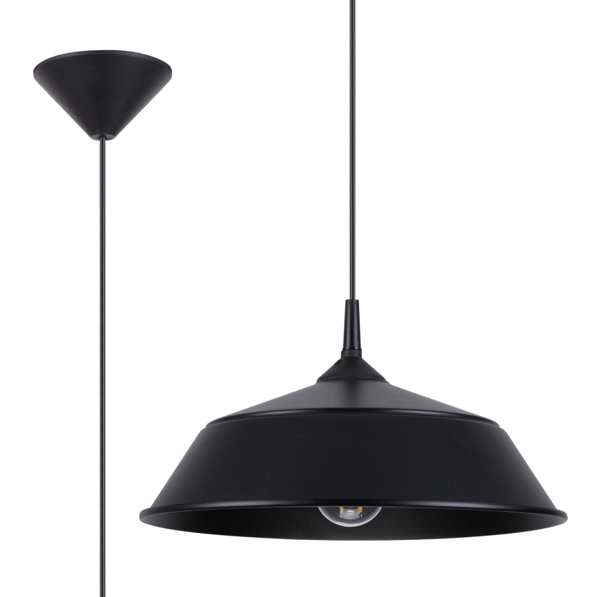 Πολύφωτο με συρματόσχοινο FRIKA 1xE27/15W/230V διάμετρος 34 cm μαύρο