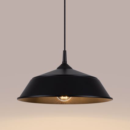 Πολύφωτο με συρματόσχοινο FRIKA 1xE27/15W/230V διάμετρος 34 cm μαύρο