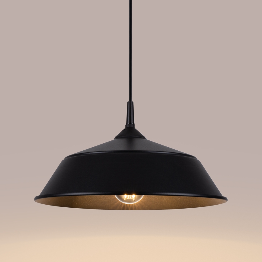 Πολύφωτο με συρματόσχοινο FRIKA 1xE27/15W/230V διάμετρος 34 cm μαύρο