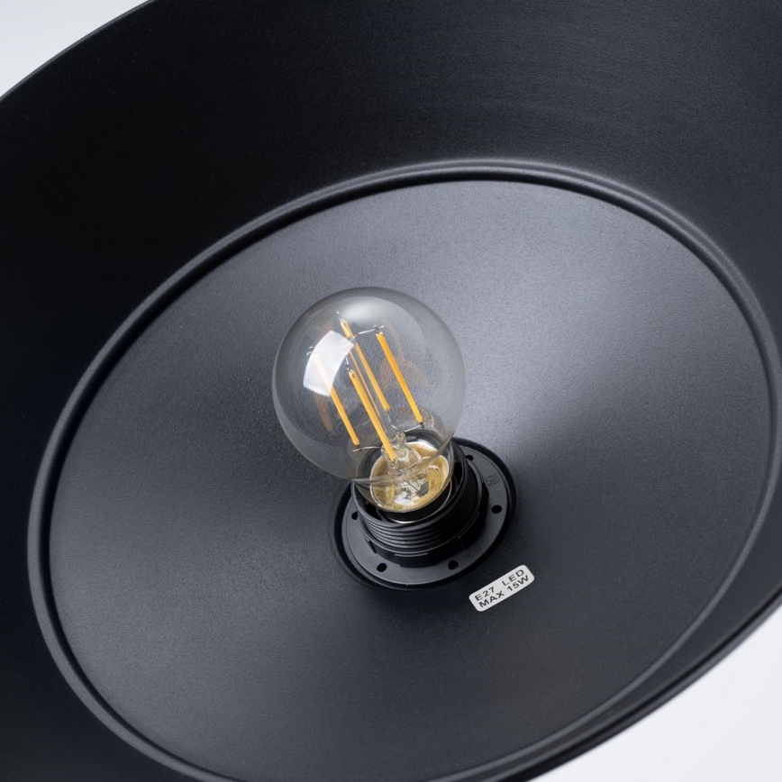 Πολύφωτο με συρματόσχοινο FRIKA 1xE27/15W/230V διάμετρος 34 cm μαύρο