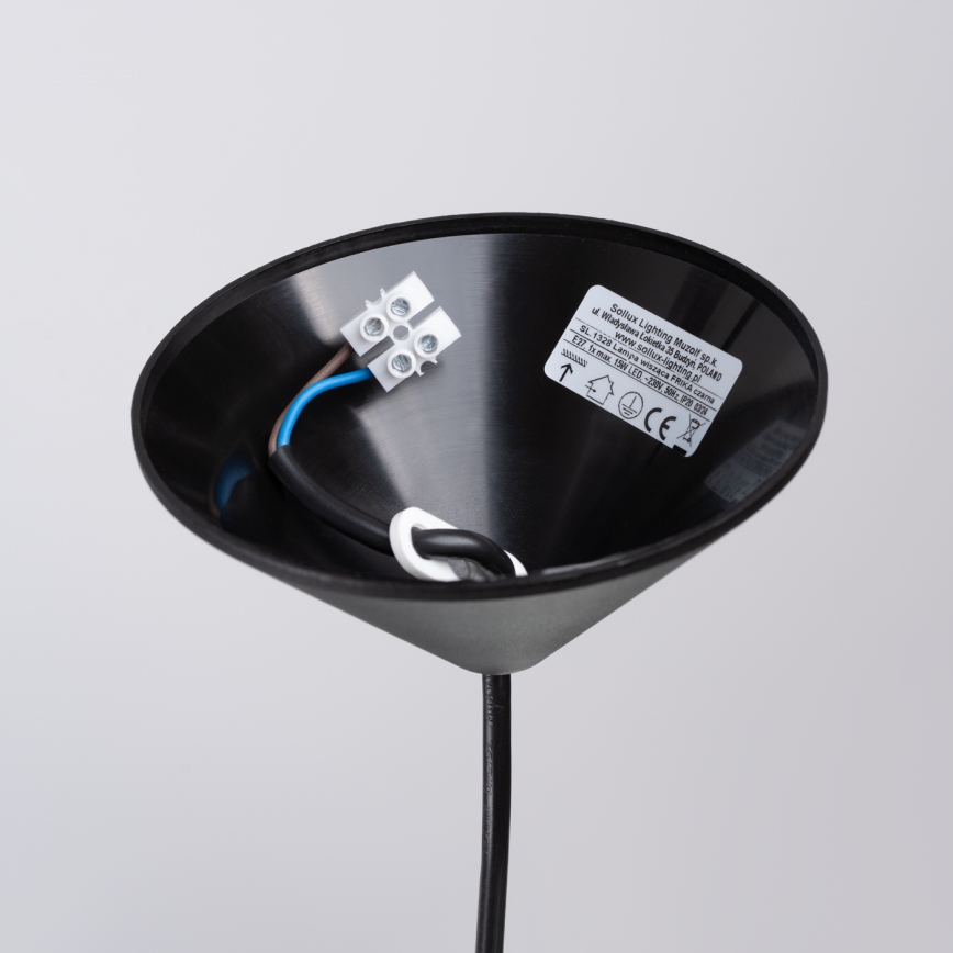 Πολύφωτο με συρματόσχοινο FRIKA 1xE27/15W/230V διάμετρος 34 cm μαύρο