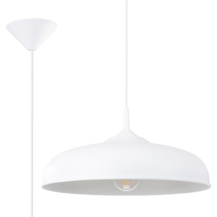 Πολύφωτο με συρματόσχοινο GINA 1xE27/15W/230V διάμετρος 38 cm λευκό