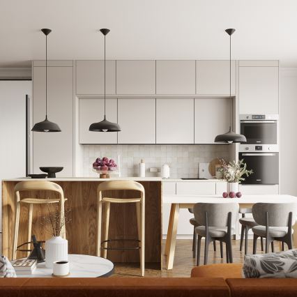 Πολύφωτο με συρματόσχοινο GINA 1xE27/15W/230V διάμετρος 38 cm μαύρο