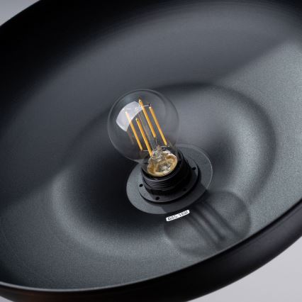 Πολύφωτο με συρματόσχοινο GINA 1xE27/15W/230V διάμετρος 38 cm μαύρο