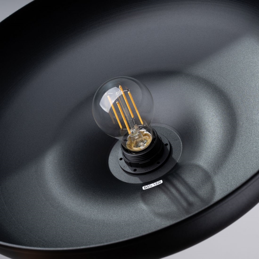 Πολύφωτο με συρματόσχοινο GINA 1xE27/15W/230V διάμετρος 38 cm μαύρο