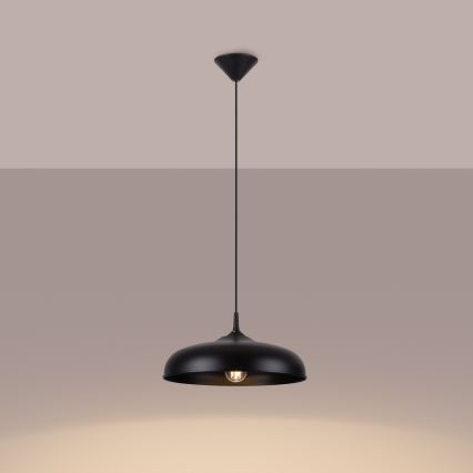Πολύφωτο με συρματόσχοινο GINA 1xE27/15W/230V διάμετρος 38 cm μαύρο