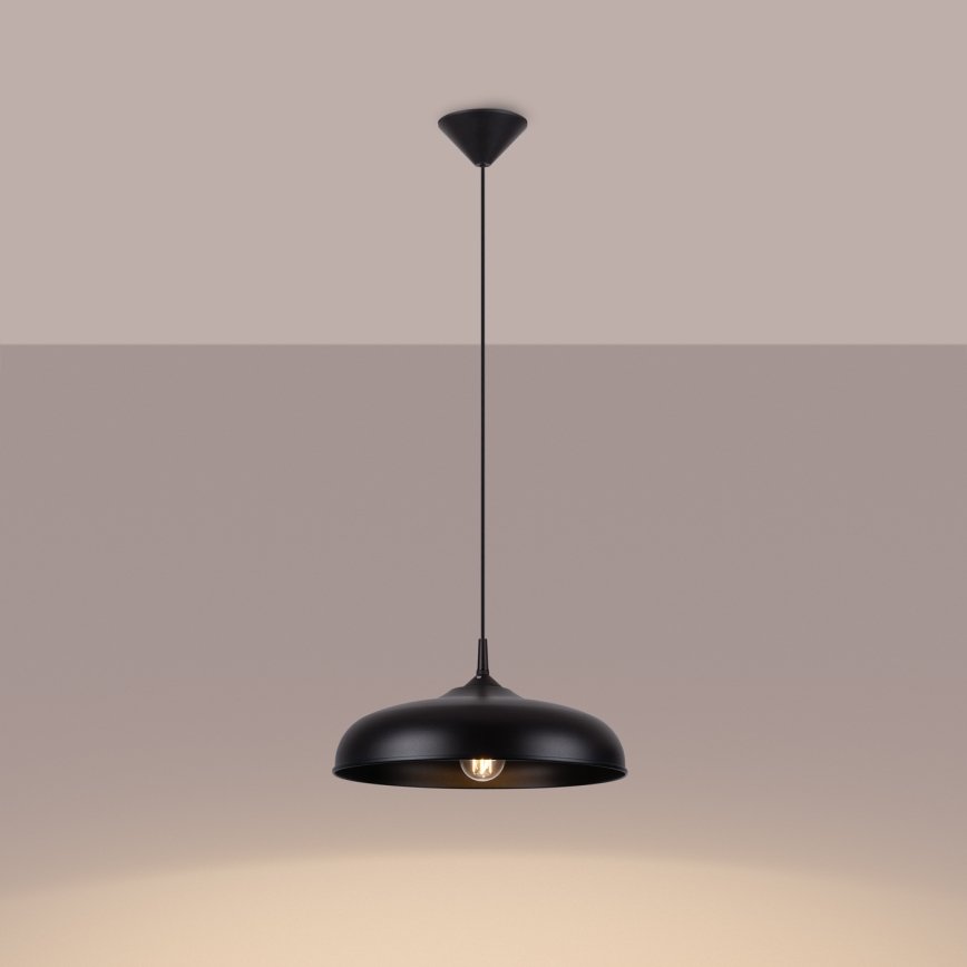 Πολύφωτο με συρματόσχοινο GINA 1xE27/15W/230V διάμετρος 38 cm μαύρο
