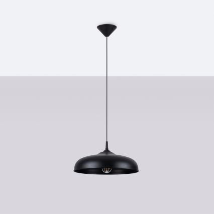 Πολύφωτο με συρματόσχοινο GINA 1xE27/15W/230V διάμετρος 38 cm μαύρο