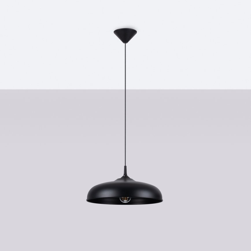 Πολύφωτο με συρματόσχοινο GINA 1xE27/15W/230V διάμετρος 38 cm μαύρο