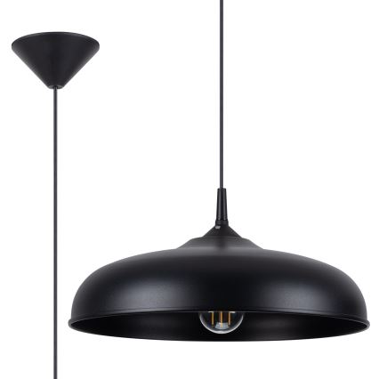 Πολύφωτο με συρματόσχοινο GINA 1xE27/15W/230V διάμετρος 38 cm μαύρο