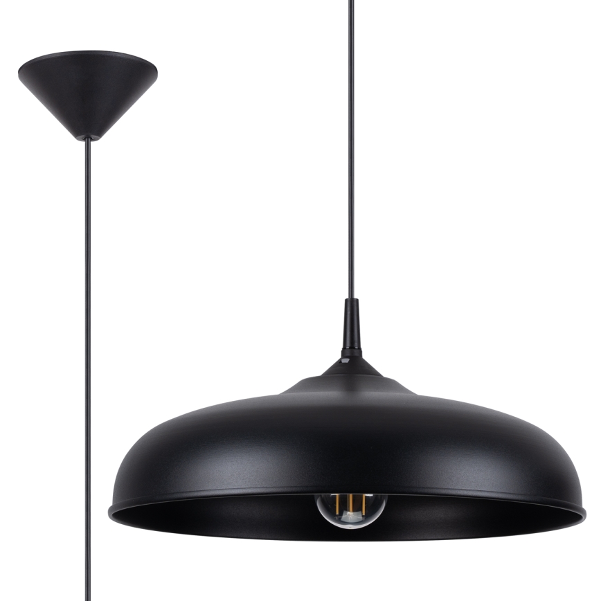 Πολύφωτο με συρματόσχοινο GINA 1xE27/15W/230V διάμετρος 38 cm μαύρο