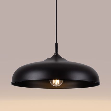 Πολύφωτο με συρματόσχοινο GINA 1xE27/15W/230V διάμετρος 38 cm μαύρο