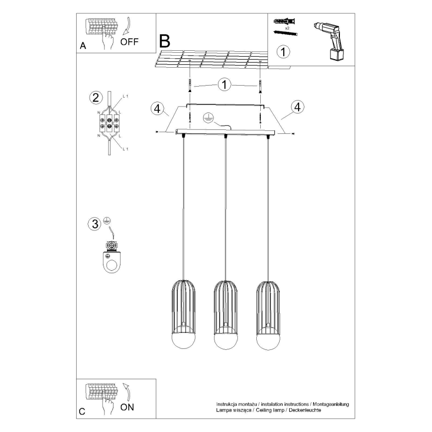 Κρεμαστό φωτιστικό οροφής BRINA 3xG9/8W/230V λευκό