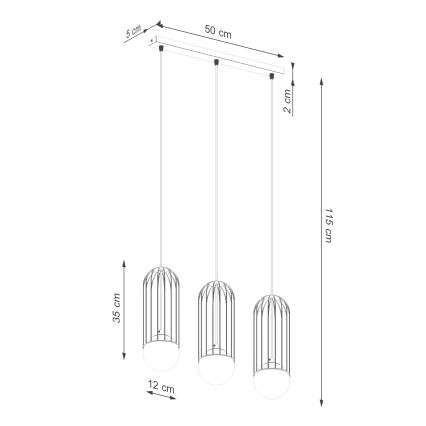 Κρεμαστό φωτιστικό οροφής BRINA 3xG9/8W/230V μαύρο