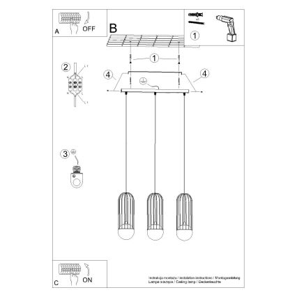 Κρεμαστό φωτιστικό οροφής BRINA 3xG9/8W/230V μαύρο