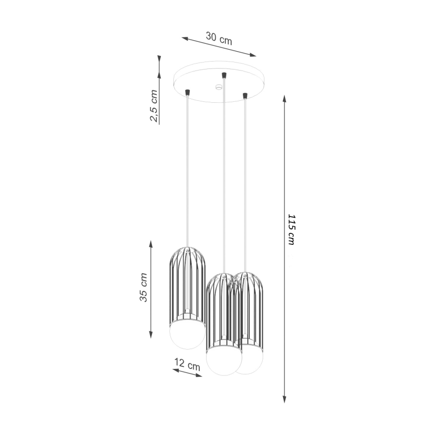 Κρεμαστό φωτιστικό οροφής BRINA 3xG9/8W/230V μαύρο