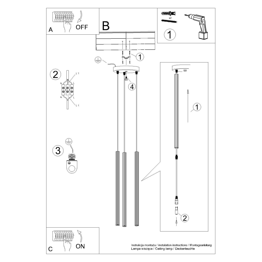 Κρεμαστό φωτιστικό οροφής ARCHE 3xG9/8W/230V χρυσαφί