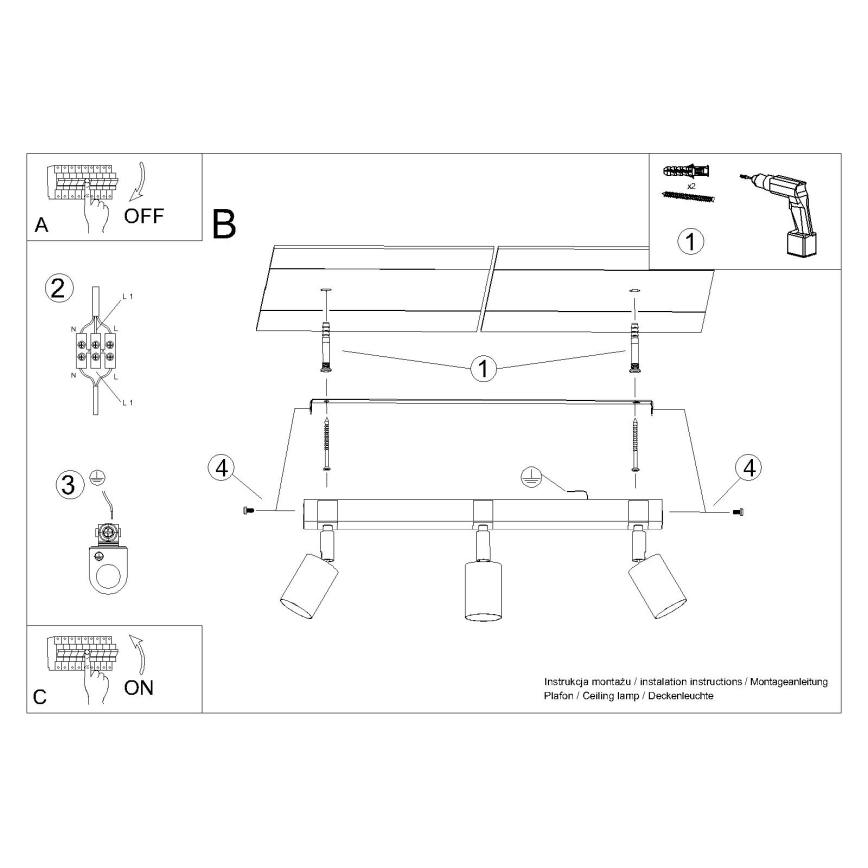 Φωτιστικό σποτ FAGER 3xGU10/10W/230V μαύρο