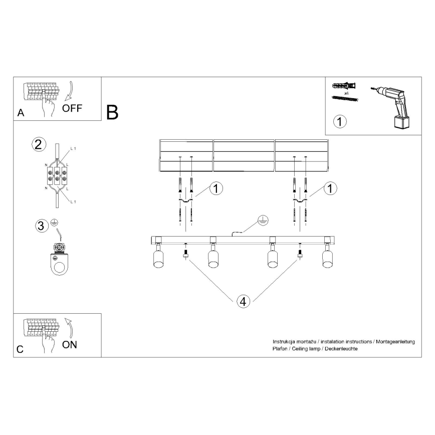 Φωτιστικό σποτ FAGER 4xGU10/10W/230V μαύρο