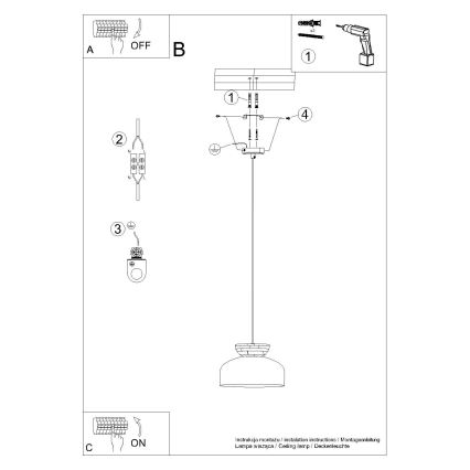 Πολύφωτο με συρματόσχοινο MARION 1xE27/15W/230V διάμετρος 29,5 cm λευκό