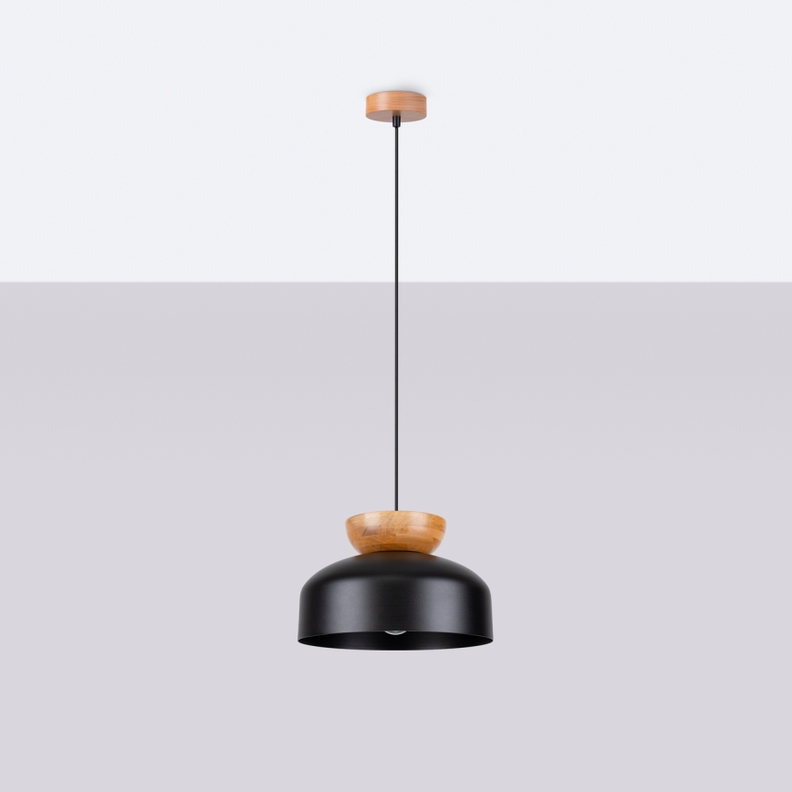 Πολύφωτο με συρματόσχοινο MARION 1xE27/15W/230V διάμετρος 29,5 cm μαύρο