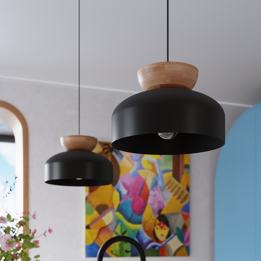 Πολύφωτο με συρματόσχοινο MARION 1xE27/15W/230V διάμετρος 29,5 cm μαύρο