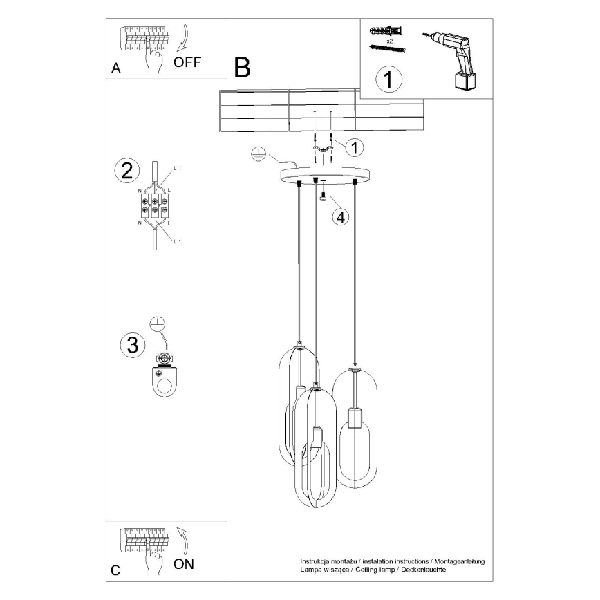 Κρεμαστό φωτιστικό οροφής NICUS 3xE27/15W/230V λευκό