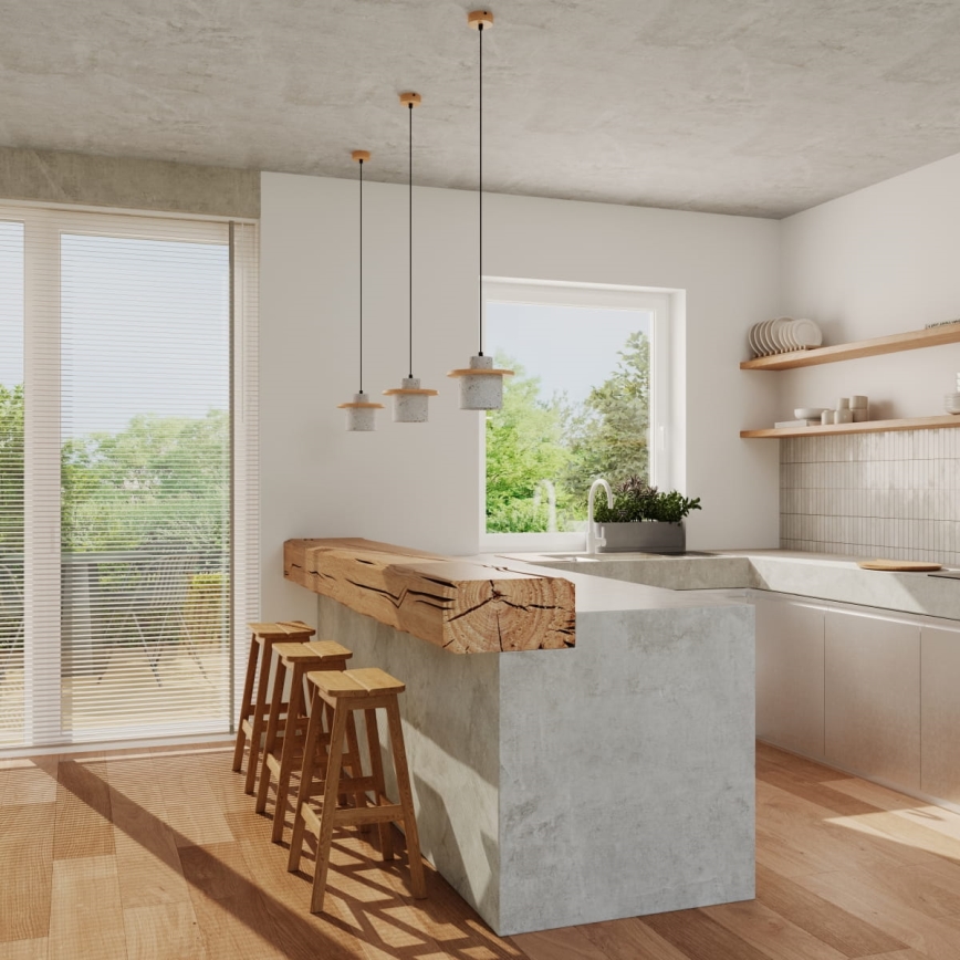 Κρεμαστό φωτιστικό με καλώδιο MAB 1xE27/15W/230V Ø 22 cm μπετόν/γκρι