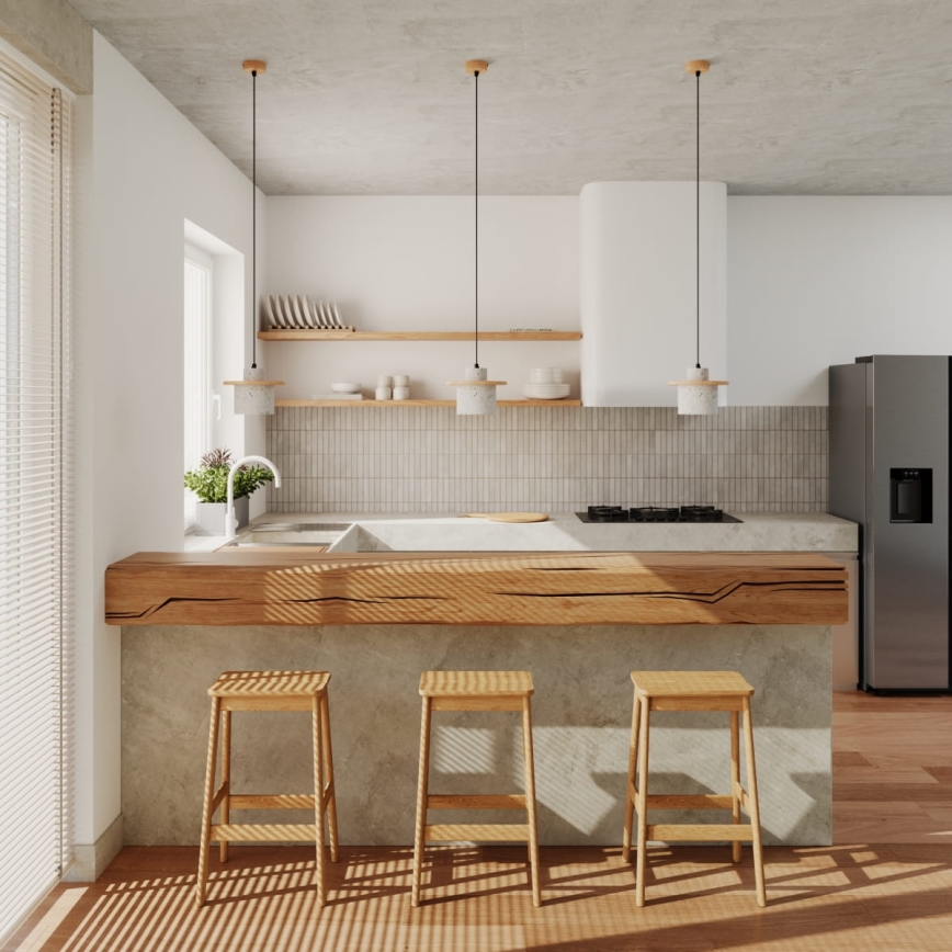 Κρεμαστό φωτιστικό με καλώδιο MAB 1xE27/15W/230V Ø 22 cm μπετόν/γκρι