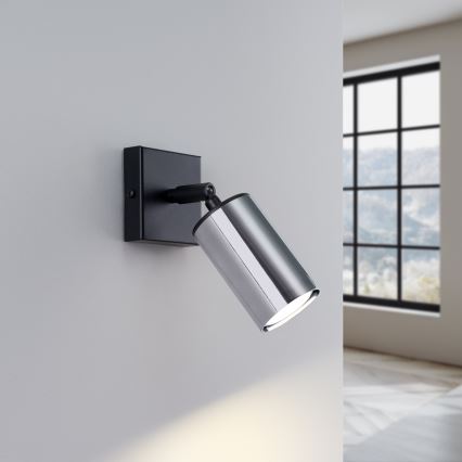 Σποτ τοίχου WINX 1xGU10/10W/230V μαύρο/γυαλιστερό χρώμιο